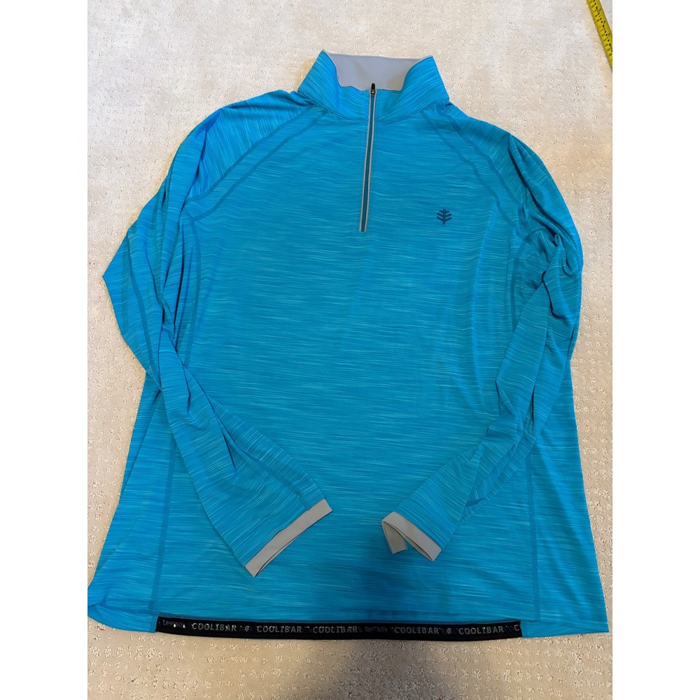 Coolibar Rash Guard Mens XL Blue  UPF 50+ Half Zip Sun Shirt 10421